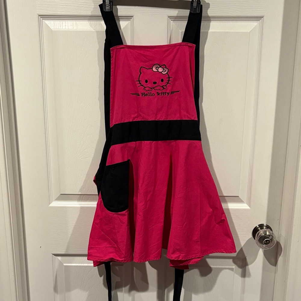 Women’s Hello Kitty Bright Pink and Black Pinafore Apron